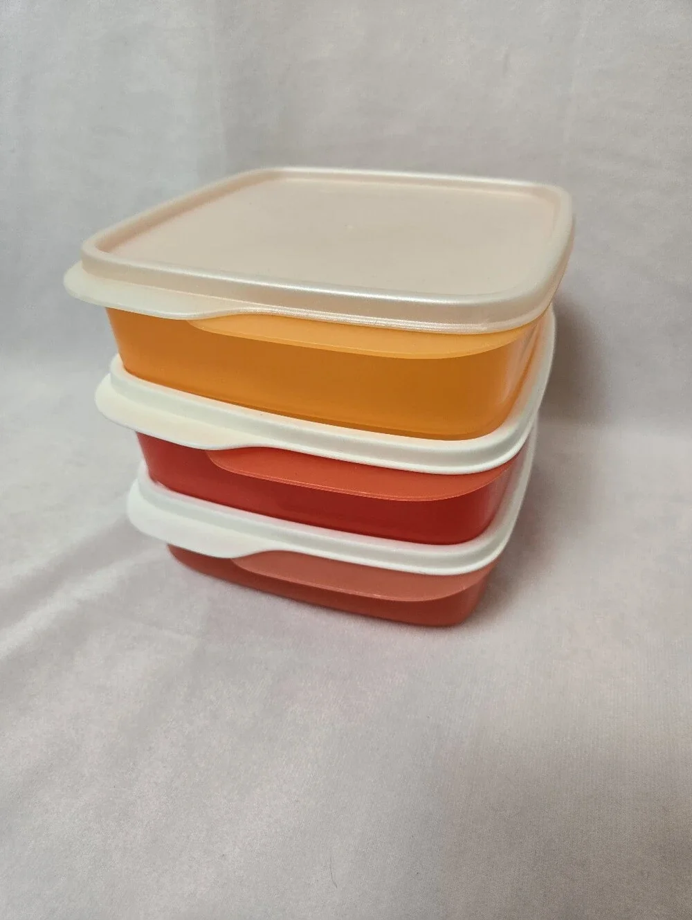 Tupperware Lunch It Divided Bento Lunch Box Square Set Of 3, Pink Orange Coral